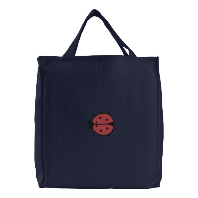 Lady Bug Embroidered Tote Bag (Front)