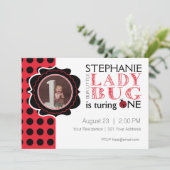 Lady Bug First Birthday Invitation (Standing Front)