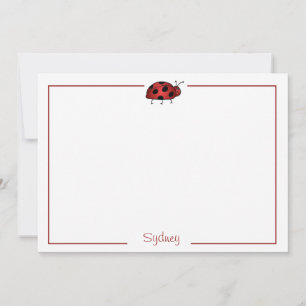 Lady Bug Flat Note Card Stationery (#FLAT 009)