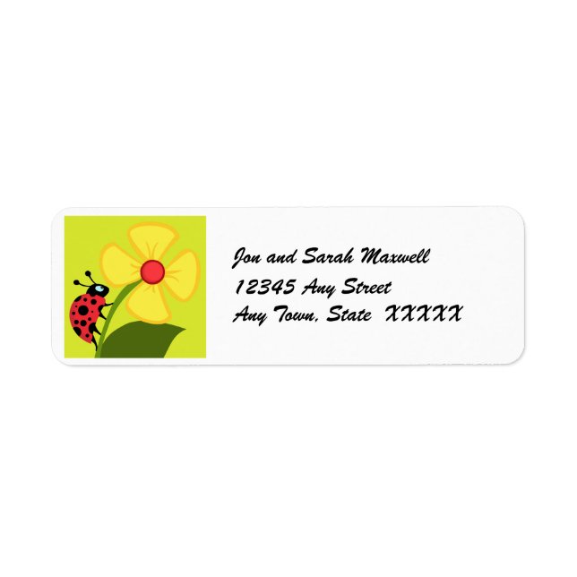 Lady Bug Flower Return Address Label (Front)