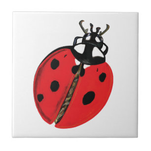 Lady Bug Illustration Ceramic Tile
