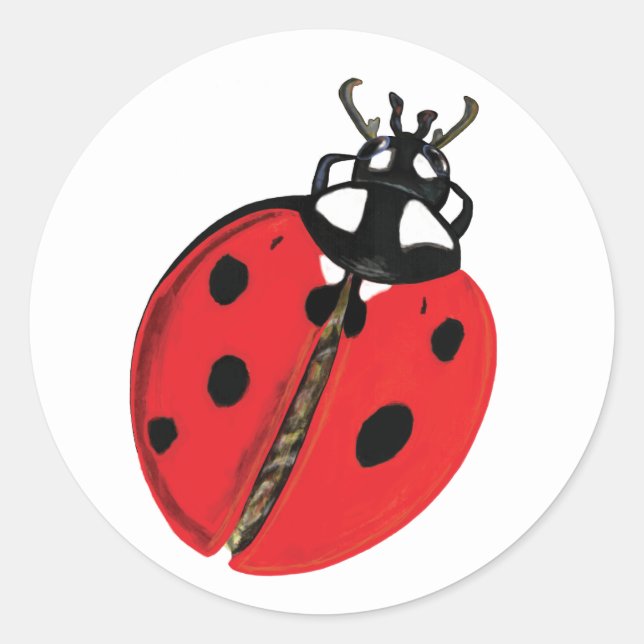 Lady Bug Illustration Classic Round Sticker (Front)