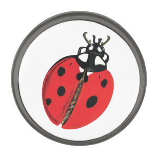 Lady Bug Illustration Gunmetal Finish Lapel Pin