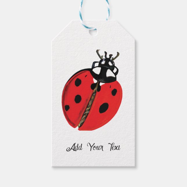 Lady Bug Illustration Personalized Gift Tags (Front)