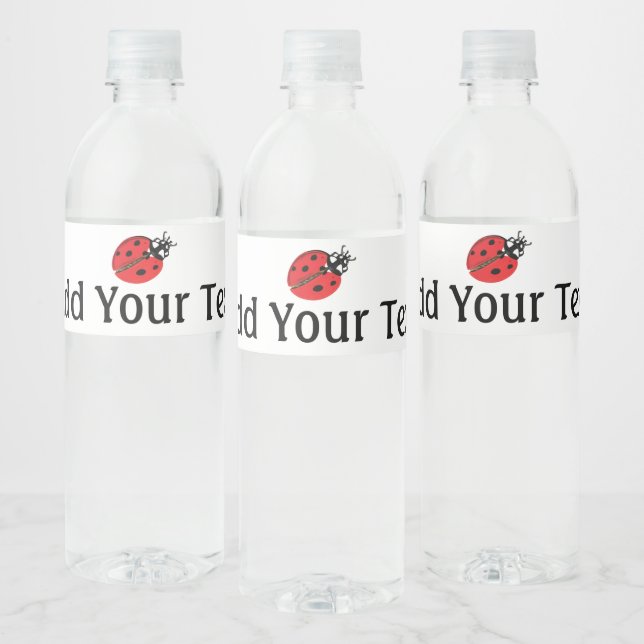 Lady Bug Illustration Personalized Water Bottle Label (Bottles)