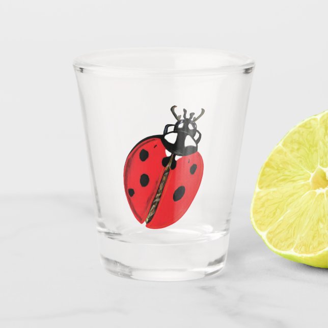 Lady Bug Illustration Shot Glass (Front)