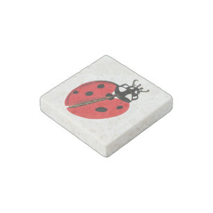 Lady Bug Illustration Stone Magnet