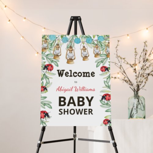 Lady Bug in Greenery Garden Baby Shower Welcome Foam Board