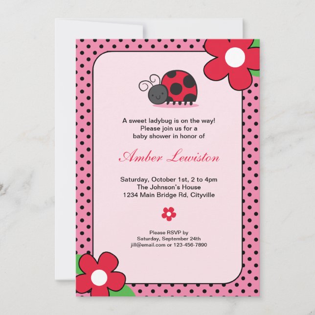 Lady Bug Invitation (Front)