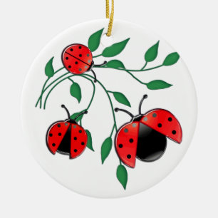 Lady Bug, Lady Bugs Ceramic Ornament