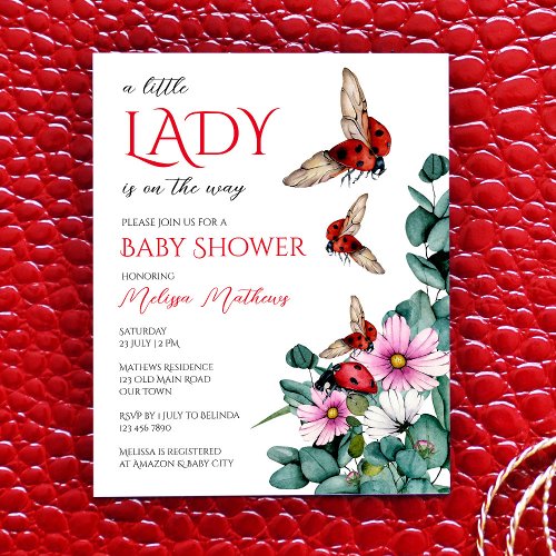 Lady bug little lady baby shower budget invitation