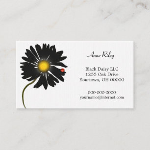 lady bug on black daisy business card