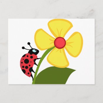 Lady Bug On Yellow Flower Postcard by esoticastore at Zazzle