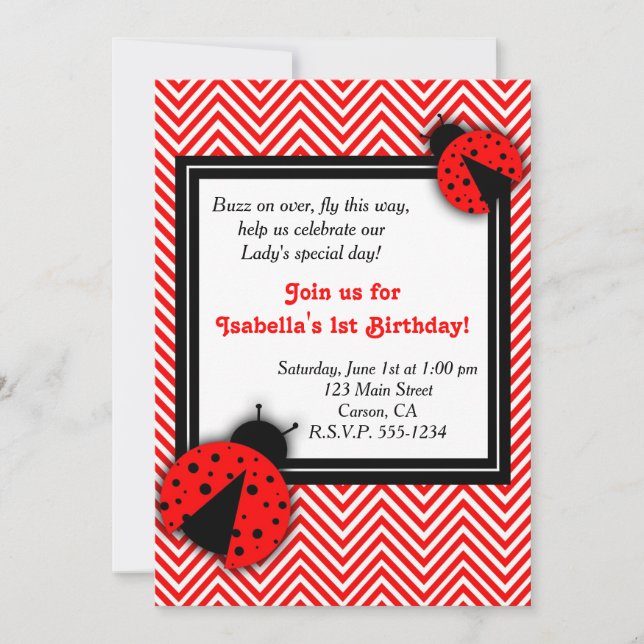 Lady Bug Party Invitations (Front)