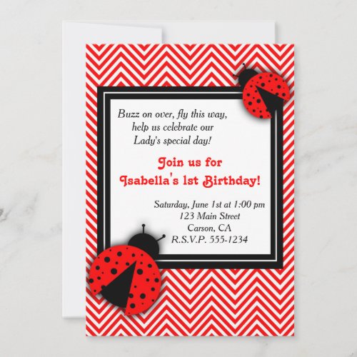 Lady Bug Party Invitations
