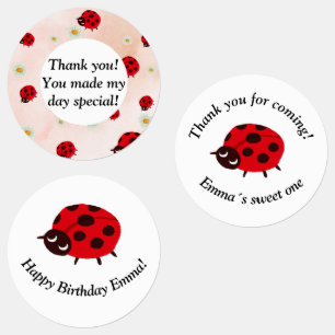 lady bug party kids' labels