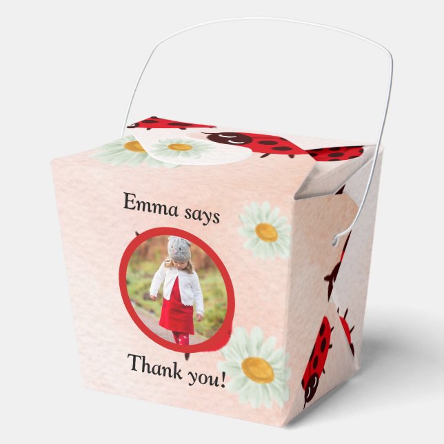 lady bug party photo favor boxes (Front)