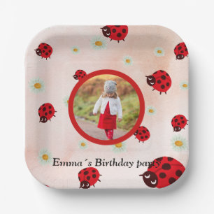 lady bug party photo paper plates