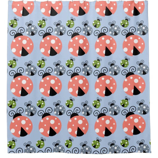Lady Bug Pattern Shower Curtain (Front)