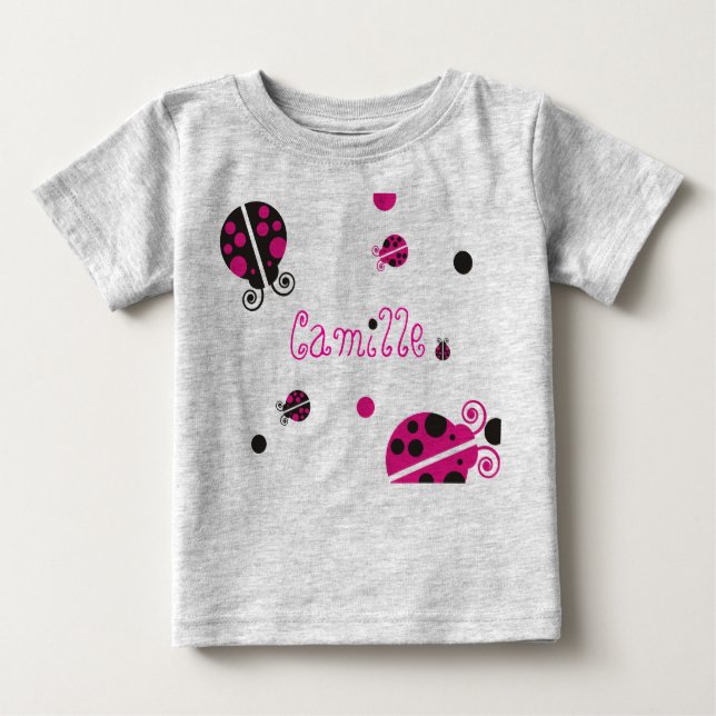 Lady Bug Personalized Infant Wear Baby T-Shirt (Front)