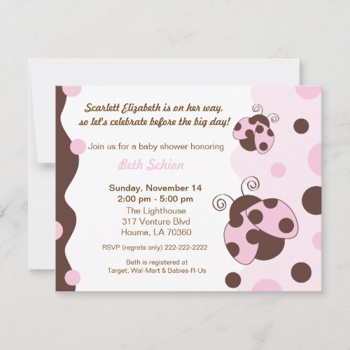 Lady Bug Pink &amp; Brown Personalized Announcement