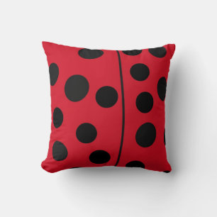 Lady Bug Red and Black Design Throw Pillow