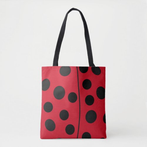 Lady Bug Red and Black Design Tote Bag