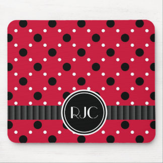 Lady Bug Spots Red Black and White Personalized Mouse Pad