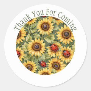 Lady Bug Sunflower Thank You Favor Classic Round Sticker
