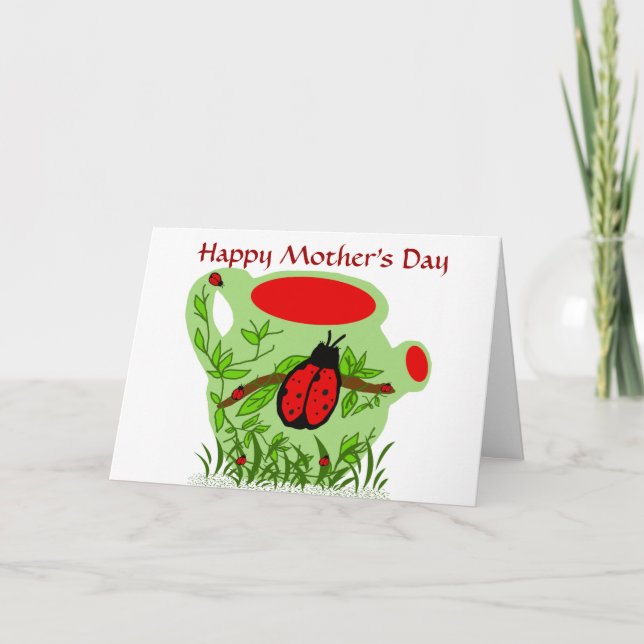 Lady bug tea pot, Happy Mother's Day card (Front)