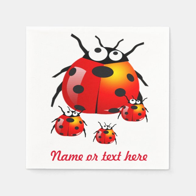 lady bug with baby ladybugs paper napkins (Front)