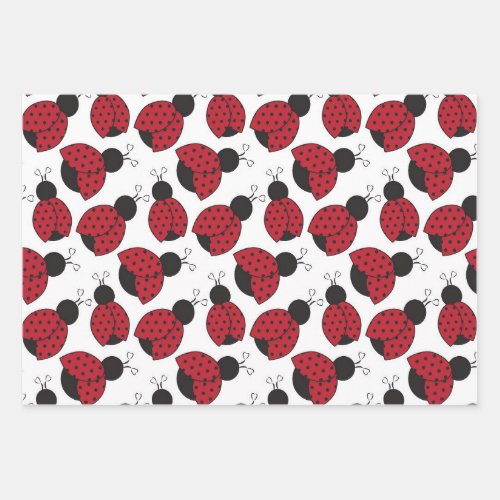 Lady Bug Wrapping Paper Flat Sheet Set of 3