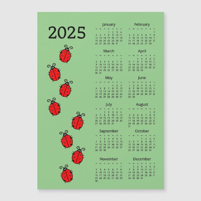 Lady Bugs 2025 Calendar Magnetic Card