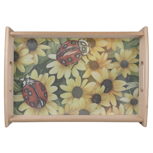 Lady bugs and Black eyed Susan's Serving Tray (Front)