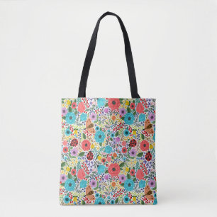 Lady Bugs and Flowers Tote Bag