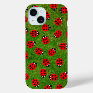 Lady Bugs and Green Grass iPhone 15 Case