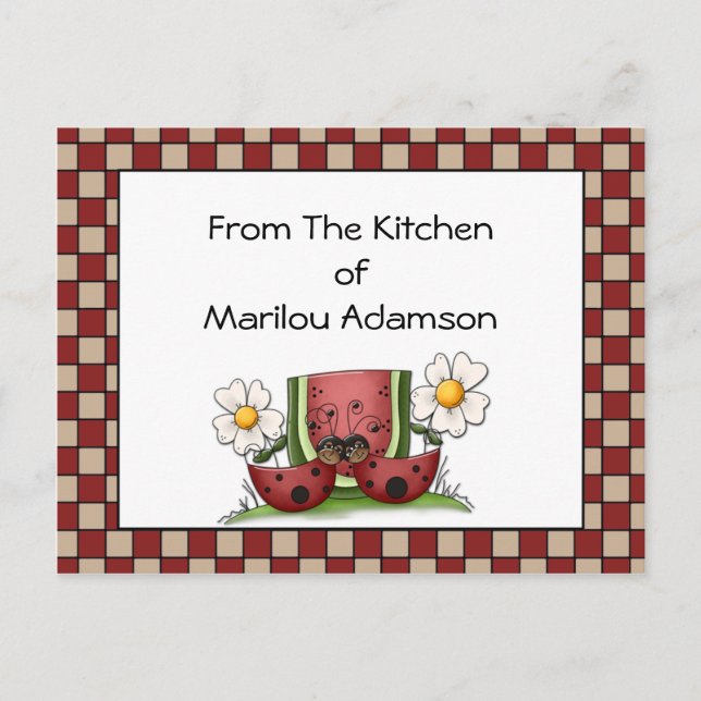 Lady Bugs and Watermelon Recipe Cards (Front)