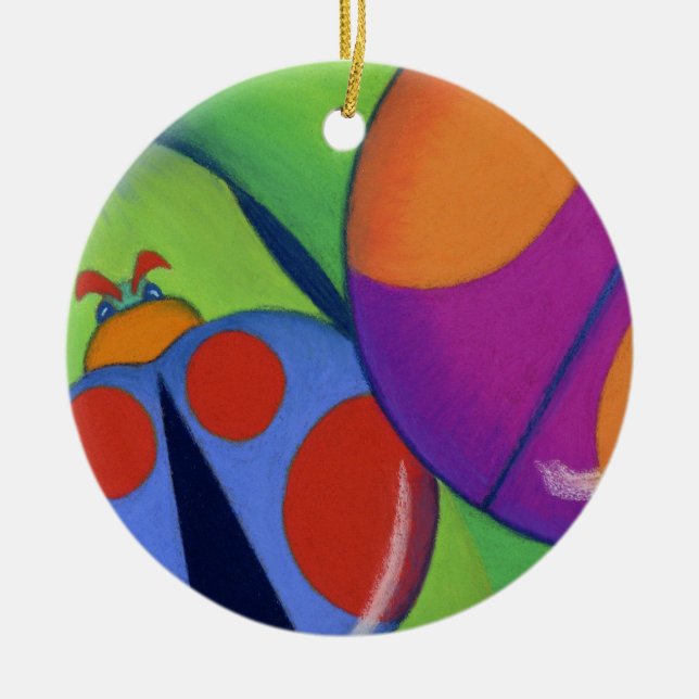 Lady Bugs Ceramic Ornament (Front)