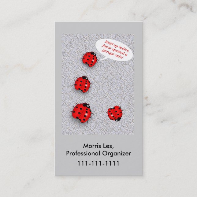 Lady Bugs Humorous Yard Sale Related Business Card (Front)