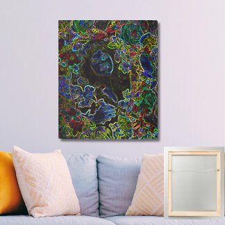 Lady Cameo in Neon Glow Metal Print
