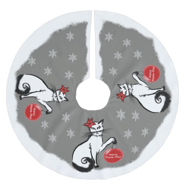 Lady Cat Brushed Polyester Tree Skirt (Front)