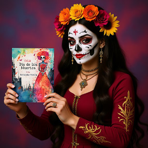Lady Catrina's Watercolor Blooming Tribute Postcard