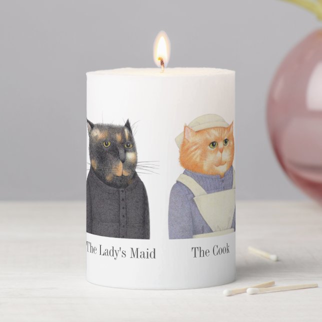 LADY CATS 3x4 Pillar Candle + Text (In Situ)