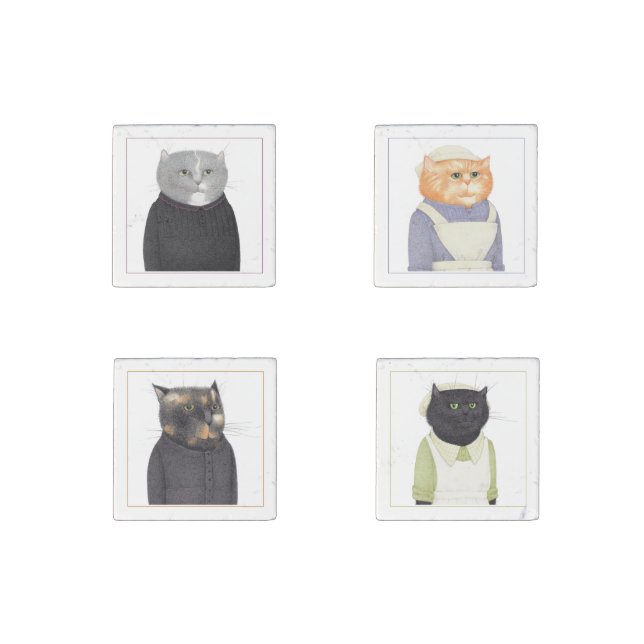 LADY CATS Primed Marble Stone Magnets II (Front)