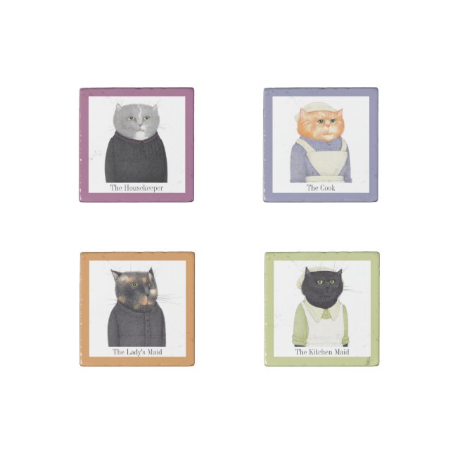 LADY CATS Primed Marble Stone Magnets + Text (Front)