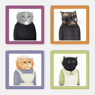LADY CATS Square Acrylic Coasters