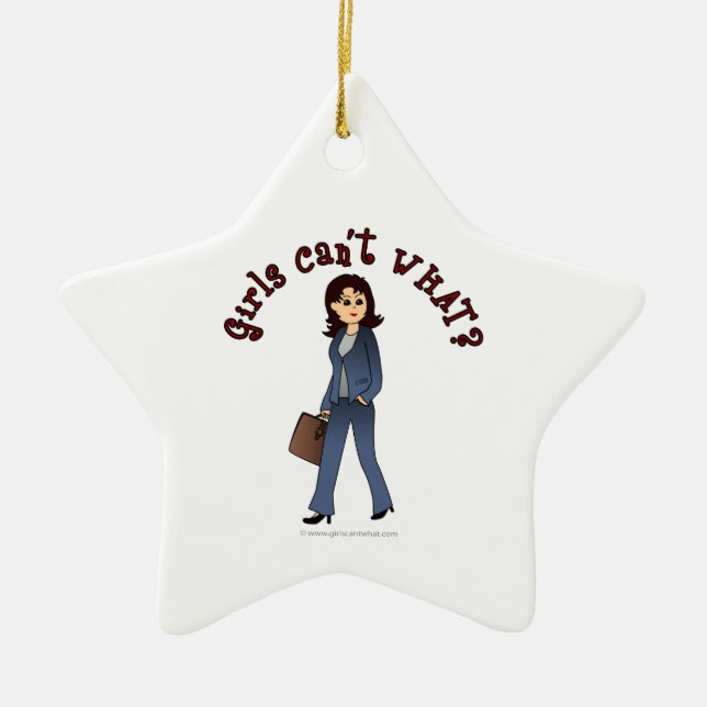 Lady CEO in Business Suit Ceramic Ornament (Front)