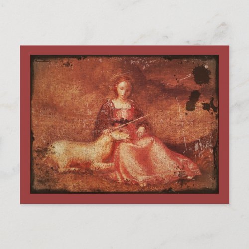 Lady Chastity Holding Unicorn Postcard
