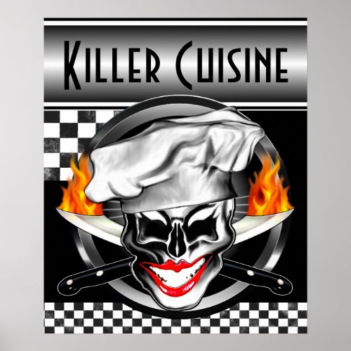 Lady Chef Skull Poster