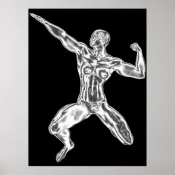 Lady Chrome Bodybuilder Pose Poster by Baysideimages at Zazzle